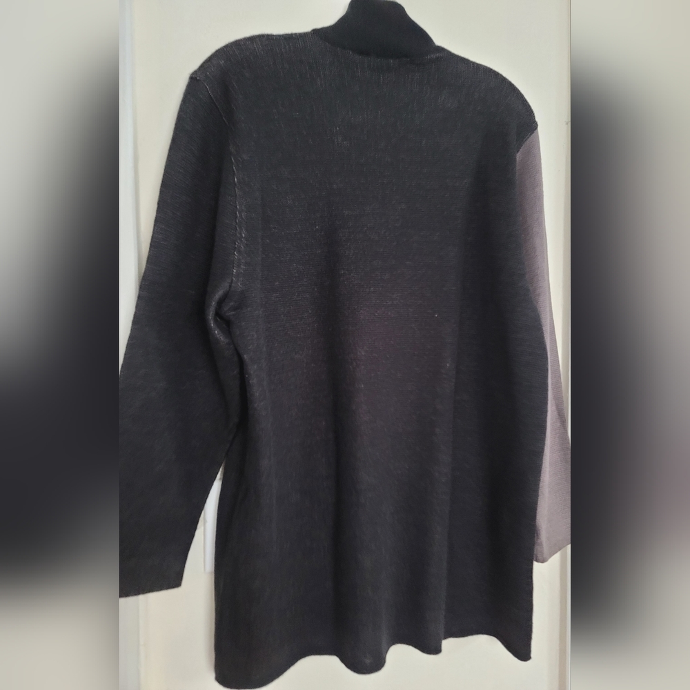 Vtg Rodier Black Gray Mock Neck Graphic Wool Blend Tunic Sweater Size Large - Picture 10 of 13